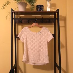 Cynthia Rowley Cream Lace Zipper-Back Top - L